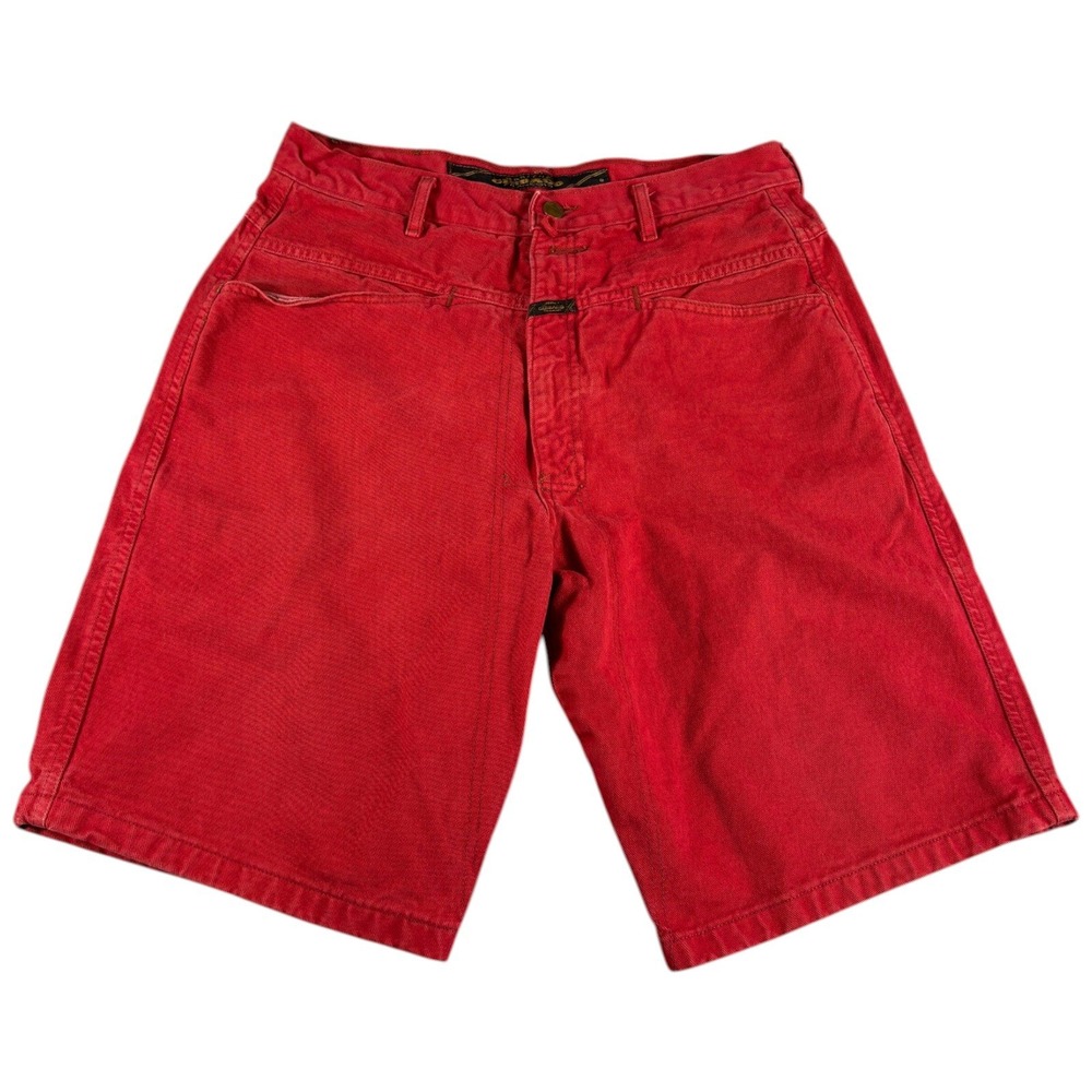 Vintage Marithe Francois Girbaud Shorts Mens 34 Red Denim Relaxed Fit Rugged Y2K